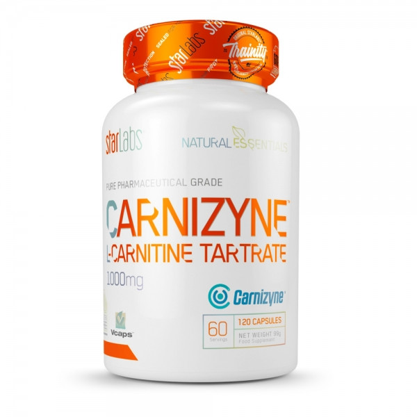Starlabs Nutrition Carnizyne Ultrapure L-carnitina tartrato 120 capsule - 100% L-carnitina, aiuta nella perdita di peso, facilita la conversione del grasso in energia