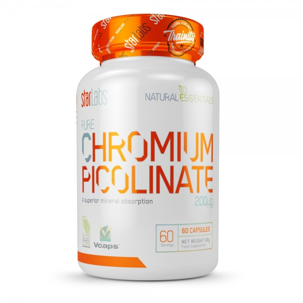 Starlabs Nutrition Chromium Picolinate 60 Caps - Picolinate de chrome, réduit les niveaux de glycémie, améliore la perte de poids