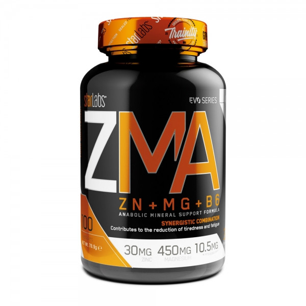 Starlabs Nutrition Zma 100 Caps - Zinco, Magnésio e Vitamina B6 para melhorar o descanso e a produção hormonal