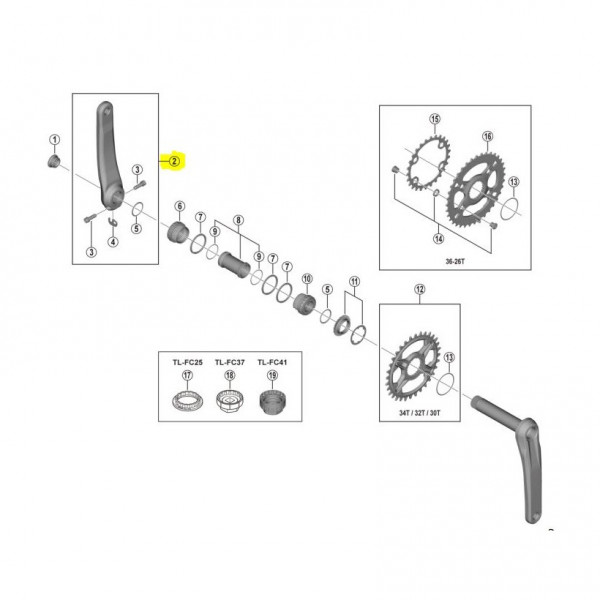 Pédalier Shimano gauche 175mm Fc-m7100 Hollowtech