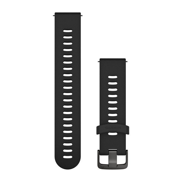 Bracelet Garmin à détachement rapide - Silicone noir avec boucle gris ardoise Forerunner 645