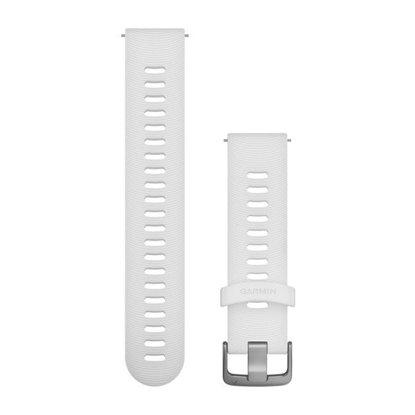 Bracelet Garmin à détachement rapide - Silicone blanc avec composants en acier inoxydable