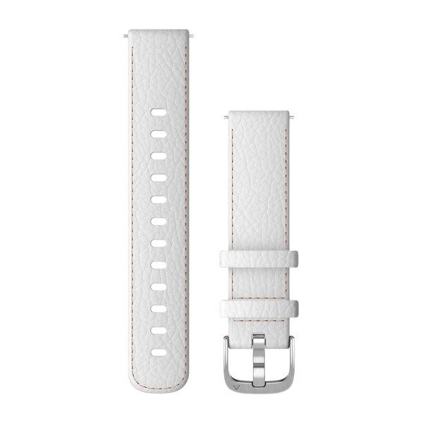 Courroie Garmin à détachement rapide - Cuir blanc de 18 mm avec composants plaqués argent