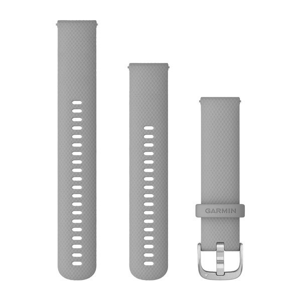 Bracelet Garmin à détachement rapide - Silicone gris froid avec boucle argentée