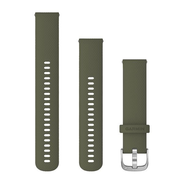 Bracelet Garmin à détachement rapide - Silicone vert mousse avec boucle argentée
