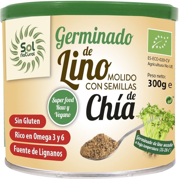 Solnatural Gekiemde Lijnzaad Met Chia Bio 300 G