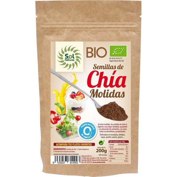 Solnatural Graines de Chia Moulues Bio 200 G