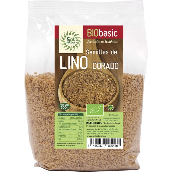 Solnatural Graines de Lin Doré Bio 500 G