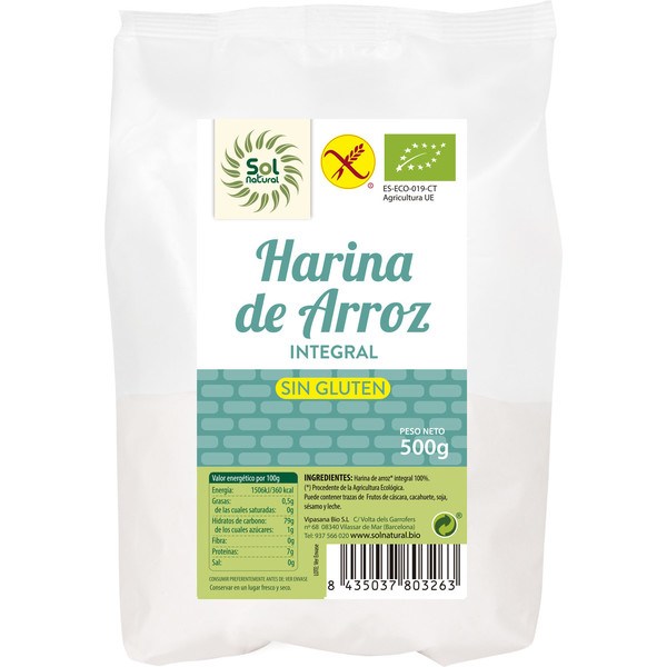 Solnatural Farina Di Riso Integrale Biologica Senza Glutine 500 G