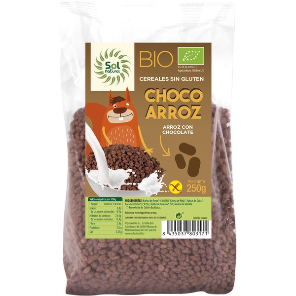 Solnatural Choco Riz Sans Gluten Bio 250 G