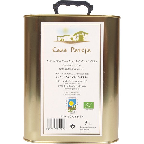 Casa Pareja Bidon d'huile d'olive Bio Demeter 3 L