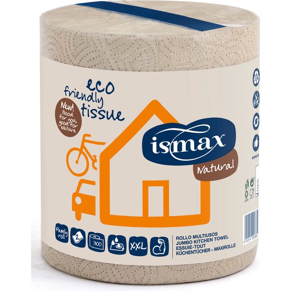 Rolo de papel multiuso ecológico Ismax 2 camadas 1/u