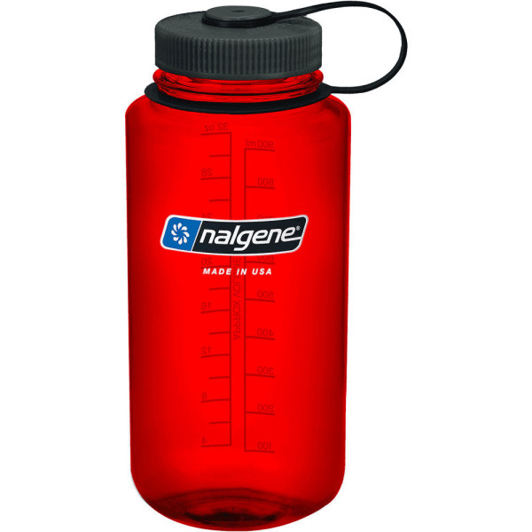 Bouteilles à large ouverture Nalgene Ruby Red Ruby Red Black Cap 1L