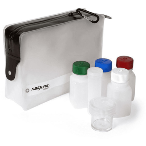 Nalgene Travel Flasks Translucent Toiletry Bag For Airport Control (6 flacons différents)