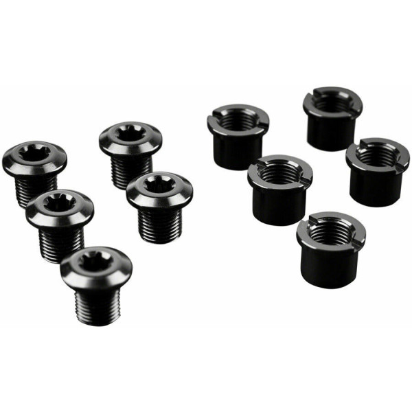 Absolute Black Repuesto - Bolts  for Road & Mtb Black - 5 X Long Bolts+ Nuts These Are For 110/5bcd Big Rings