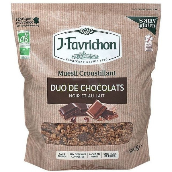 J.favrichon Muesli Crocante Duo De Chocolates 375 Gr / Sem Glúten