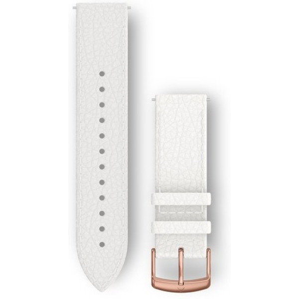 Bracelets Garmin à dégagement rapide (20 Mm) en cuir italien blanc avec matériel en or rose 18k Pvd