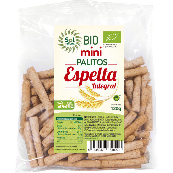 Solnatural Mini Palitos De Espelta Integral Bio 120 G