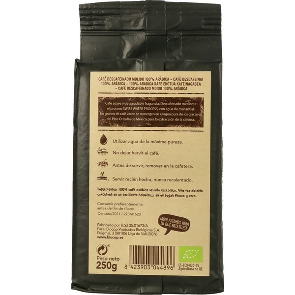 Biocop Entkoffeinierter gemahlener Kaffee 100% Arabica 250g