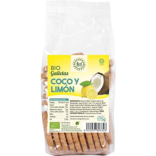 Solnatural Biscuits À La Noix De Coco Et Au Citron Bio 175 G