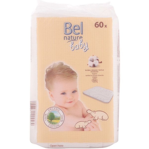 Bel Nature Ecocert Maxi Babyschijven 100% Biologisch Katoen 60 Stuks Unisex