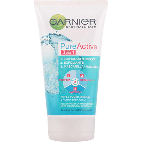 Garnier Pure Active 3 En 1 Gel Limpiador Piel Grasa 150 Ml Mujer