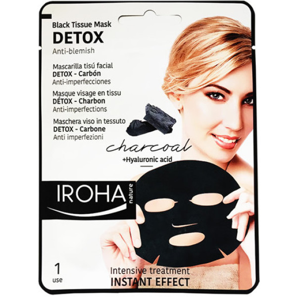 Iroha Nature Detox Charcoal Maschera facciale in tessuto nero 1 uso Donna