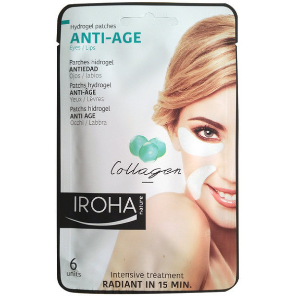 Iroha Nature Eyes & Lips Hydrogel Patches Collagen Anti-age 6 Pcs Mujer