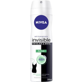 Desodorante ativo invisível preto e branco Nivea spray 200 ml unissex