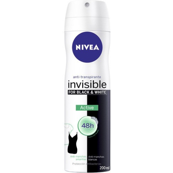 Nivea Black & White Invisible Active Déodorant Spray 200 Ml Unisexe