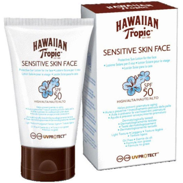 Hawaiian Sensitive Skin Lotion Solaire Visage Spf50 60 Ml Unisexe