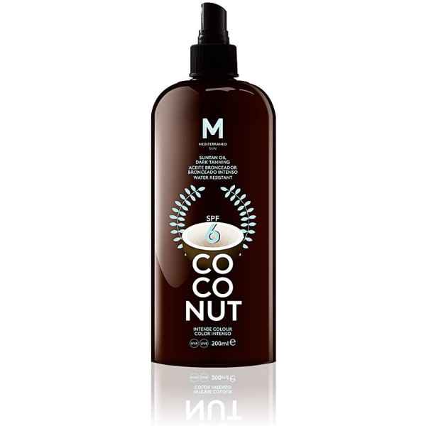 Mediterraneo Sun Coconut Zonnebrandolie Dark Tanning Spf6 200 Ml Unisex