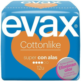 Evax Cottonlike Compressas Super Wings 12 Unidades Mulher