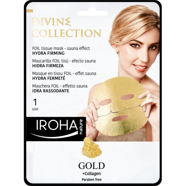 Iroha Nature Gold Tissue Maschera Viso Idra-rassodante 1 Indossare Donna