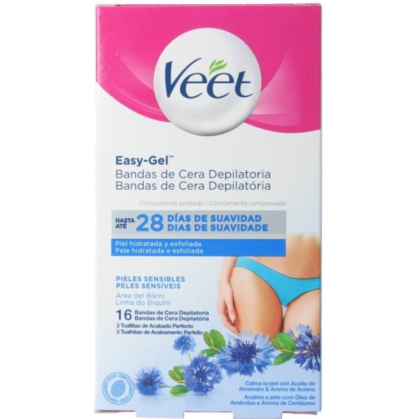 Veet Strisce depilatorie per ascelle e zona bikini Pelle sensibile 16 unitu00e0 Donna