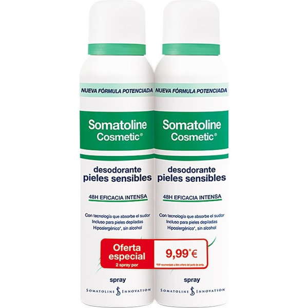 Somatoline Déodorant Peau Sensible Spray Lot 2 Pièces Unisexe