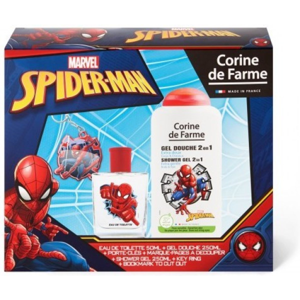 Corine De Farme Spiderman Edt 50ml + Llavero + Gel 250ml + Marcapaginas Recortable
