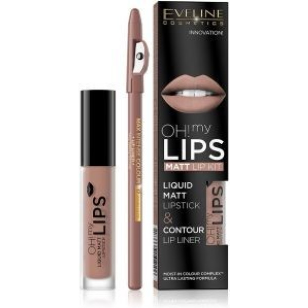 Eveline Oh! My Lips Matt Lip Kit Liquid Matt Lipstick And Contour Lip Liner 01 Nude Neutral