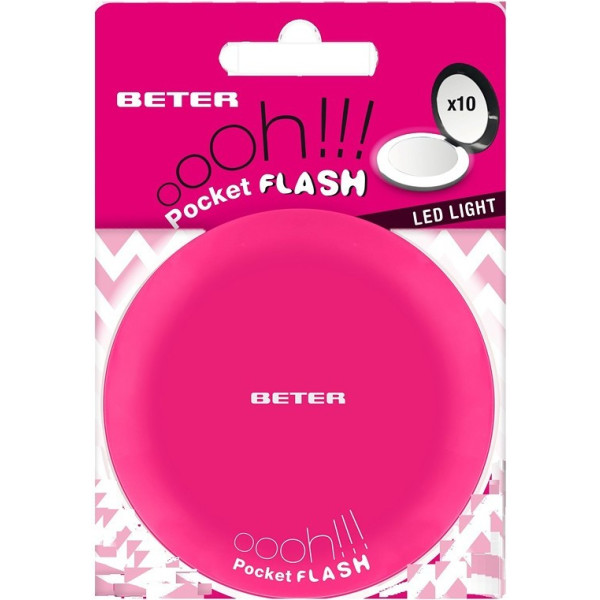 Beter Espejo Ohh! Pocket Flash Con Luz Y Aumento X10 Fucsia Mujer