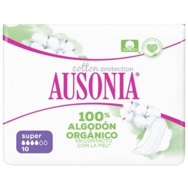 Ausonia Organic Compresses Super Wings 10 Units Woman