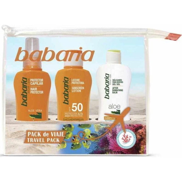 Babaria Hair Protector Travel Set 300ml + Latte Protettivo Spf50 + Aloe Vera Balsamo 100ml