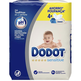 Dodot Sensitive Ph natuurlijke vochtige doekjes 216 stuks unisex