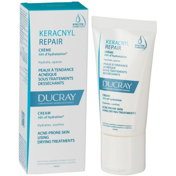 Ducray Keracnyl Repair Cream 48 uur hydratatie 50 ml Unisex