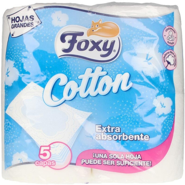 Foxy Cotton Papel Higiénico 5 Capas 4 Rollos Unisex