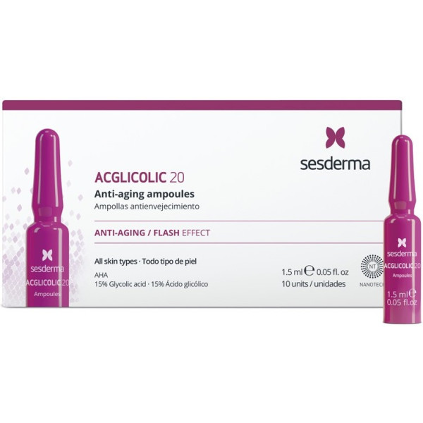 Sesderma Acglicolic 20 Antienvelhecimento Efeito Flash 10x15ml Ampolas Mulher