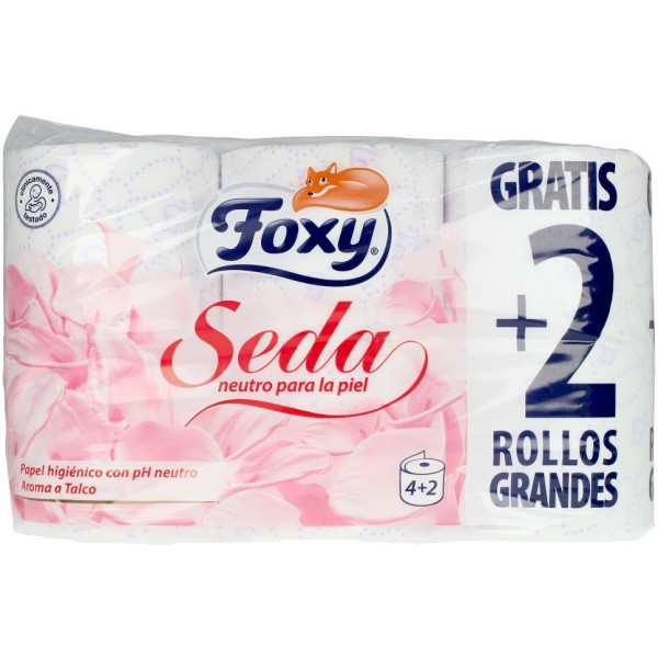 Foxy Silk Papel Higiênico Ph Neutro Aroma Talco 3 Camadas 6 Rolos Unissex