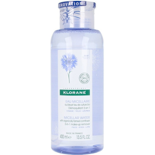 Klorane água micelar 3 em 1 removedor de maquiagem 400 ml unissex