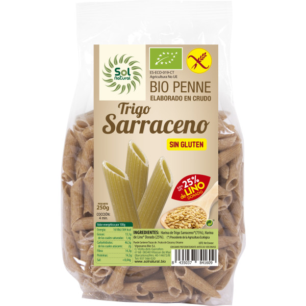 Solnatural Penne Trigo sarraceno-linho Bio S/glúten 250 G