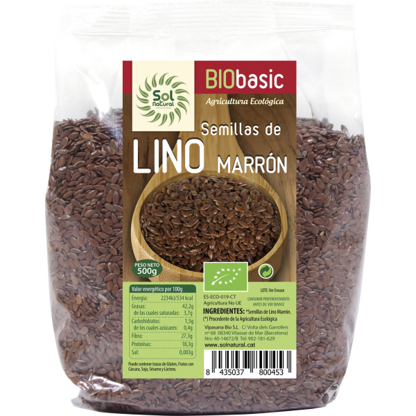 Solnatural Semillas De Lino Marron Bio 500 G