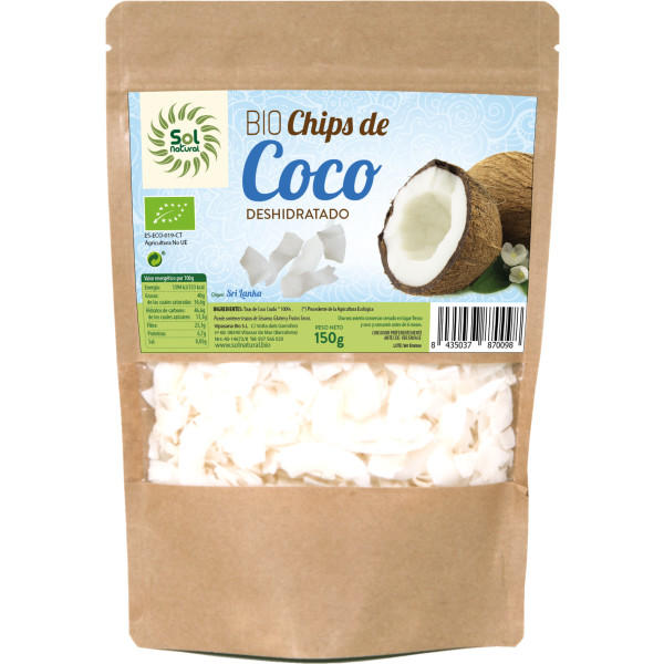 Solnatural Chips di Cocco Biologico Sri Lanka Sacchetto 150 G